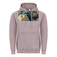 Vintage Zinc Charolais and black angus bull with sunflower and leopard Vintage Hoodie - RanaPortraitStore
