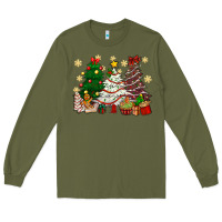 Army Green Cake Christmas trees Long Sleeve Tee - NancyCooperArtShop