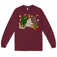Burgundy Cake Christmas trees Long Sleeve Tee - NancyCooperArtShop