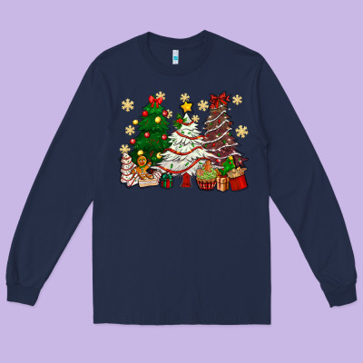 Cake Christmas Trees Long Sleeve Tee Designed By Nancycooperartshop