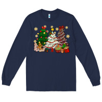 Navy Cake Christmas trees Long Sleeve Tee - NancyCooperArtShop