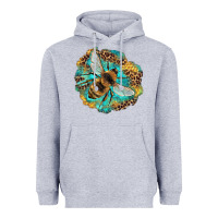 Heather Grey leopard honeycomb with bee Heavyweight Hoodie - Artiststas
