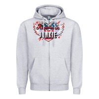 Heather Grey American junkie Zipper Hoodie - NancyCooperArtShop
