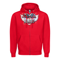 Red American junkie Zipper Hoodie - NancyCooperArtShop