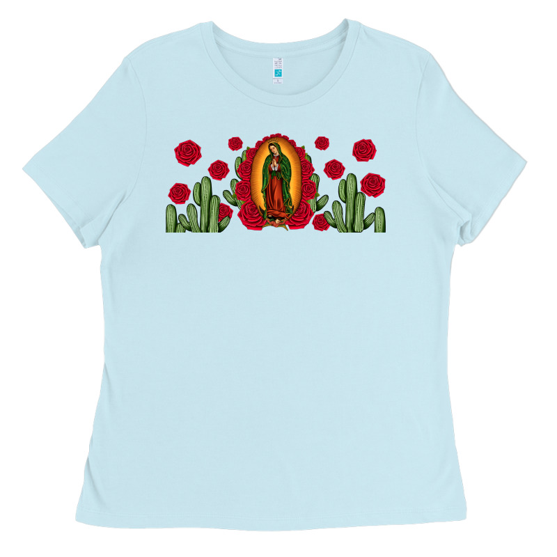 Lady Of Guadalupe Cactus Rose Ladies Tee by JahusDesignShop | Teevron