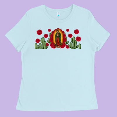 Lady Of Guadalupe Cactus Rose Ladies Tee Designed By Jahusdesignshop