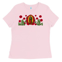 Bubblegum Pink lady of Guadalupe cactus rose Ladies Tee - JahusDesignShop