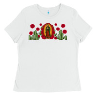 White lady of Guadalupe cactus rose Ladies Tee - JahusDesignShop