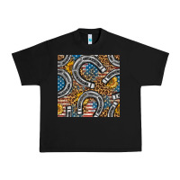 Black American Flag Horseshoe Deamless Pattern Urban Heavy Tee - BundleAndBundleShop
