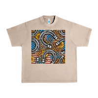 French Oak American Flag Horseshoe Deamless Pattern Urban Heavy Tee - BundleAndBundleShop