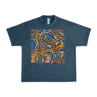 Midnight Navy American Flag Horseshoe Deamless Pattern Urban Heavy Tee - BundleAndBundleShop