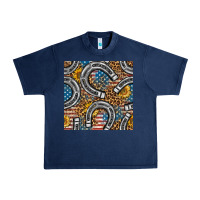 Navy American Flag Horseshoe Deamless Pattern Urban Heavy Tee - BundleAndBundleShop