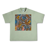 Oil Green American Flag Horseshoe Deamless Pattern Urban Heavy Tee - BundleAndBundleShop