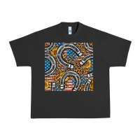 Pigment Black American Flag Horseshoe Deamless Pattern Urban Heavy Tee - BundleAndBundleShop