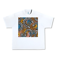 White American Flag Horseshoe Deamless Pattern Urban Heavy Tee - BundleAndBundleShop