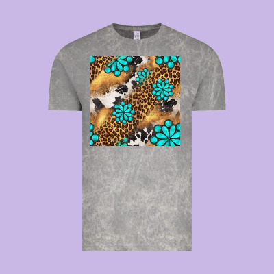 Western Turquoise Gemstone Seamless Pattern Vintage Tee Designed By Bundleandbundleshop