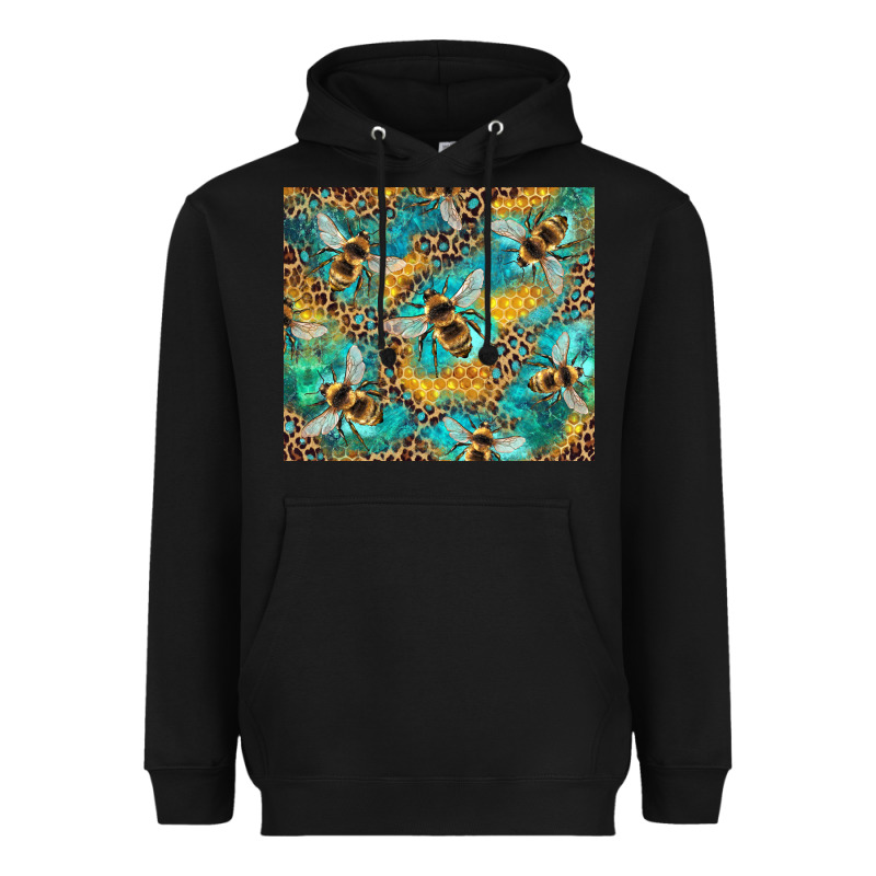 Honeycomb And Bees With Leopard Heavyweight Hoodie by Artiststas | Teevron