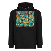 Black honeycomb and bees with leopard Heavyweight Hoodie - Artiststas