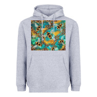 Heather Grey honeycomb and bees with leopard Heavyweight Hoodie - Artiststas