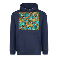 Navy honeycomb and bees with leopard Heavyweight Hoodie - Artiststas