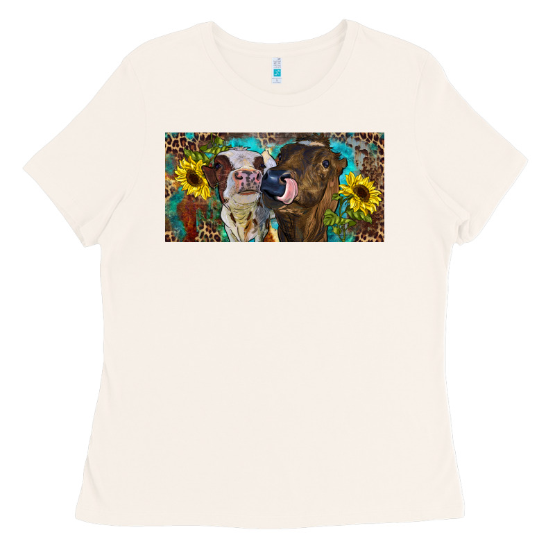 Heifers With Sunflowers And Leopard Ladies Tee by RanaPortraitStore | Teevron