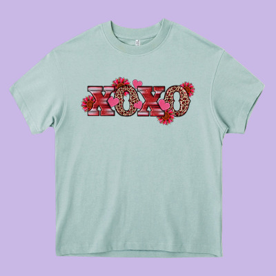 Heavy Core Tee valentine's day xoxo sunflower heart