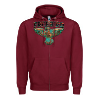 Burgundy aztec free bird Zipper Hoodie - NancyCooperArtShop