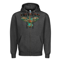 Charcoal Heather aztec free bird Zipper Hoodie - NancyCooperArtShop