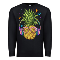 Black pineapple with headphone Premium Sweatshirt - BarkalooDesign