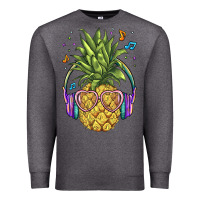 Charcoal Heather pineapple with headphone Premium Sweatshirt - BarkalooDesign