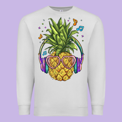 Pineapple With Headphone Premium Sweatshirt Designed By Barkaloodesign