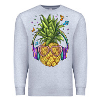 Heather Grey pineapple with headphone Premium Sweatshirt - BarkalooDesign