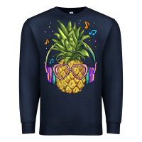 Navy pineapple with headphone Premium Sweatshirt - BarkalooDesign