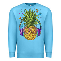 Ocean Blue pineapple with headphone Premium Sweatshirt - BarkalooDesign