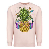Pale Pink pineapple with headphone Premium Sweatshirt - BarkalooDesign