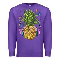 Purple pineapple with headphone Premium Sweatshirt - BarkalooDesign