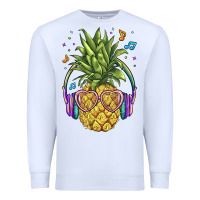 White pineapple with headphone Premium Sweatshirt - BarkalooDesign