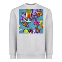 Heather Grey butterfly cocktail Heavyweight Sweatshirt - BundleAndBundleShop