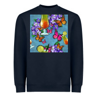 Navy butterfly cocktail Heavyweight Sweatshirt - BundleAndBundleShop
