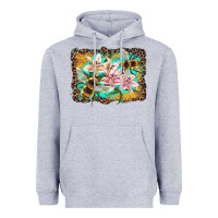 Heather Grey bees and lilies with leopard Heavyweight Hoodie - Artiststas