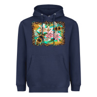 Navy bees and lilies with leopard Heavyweight Hoodie - Artiststas