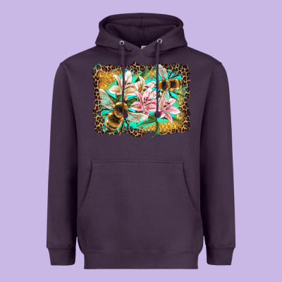 Bees And Lilies With Leopard Heavyweight Hoodie Designed By Artiststas