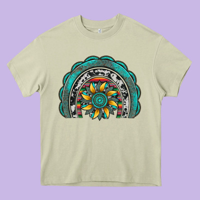 Gemstone Sunflower  Rainbow Heavy Core Tee Designed By Artiststas