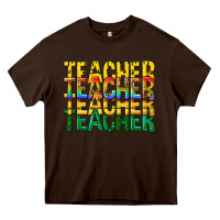 Chocolate Brown teacher teacher teacher Heavy Core Tee - texasbilliewilder