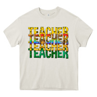 Cream teacher teacher teacher Heavy Core Tee - texasbilliewilder