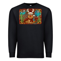 Black western christmas reindeer with background Premium Sweatshirt - Jasminsmagicworld
