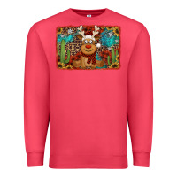 Cardinal western christmas reindeer with background Premium Sweatshirt - Jasminsmagicworld