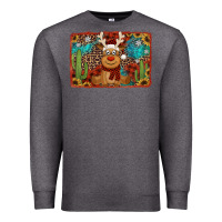 Western Christmas Reindeer With Background Premium Sweatshirt | Teevron