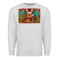 Dove Grey western christmas reindeer with background Premium Sweatshirt - Jasminsmagicworld