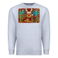 Heather Grey western christmas reindeer with background Premium Sweatshirt - Jasminsmagicworld